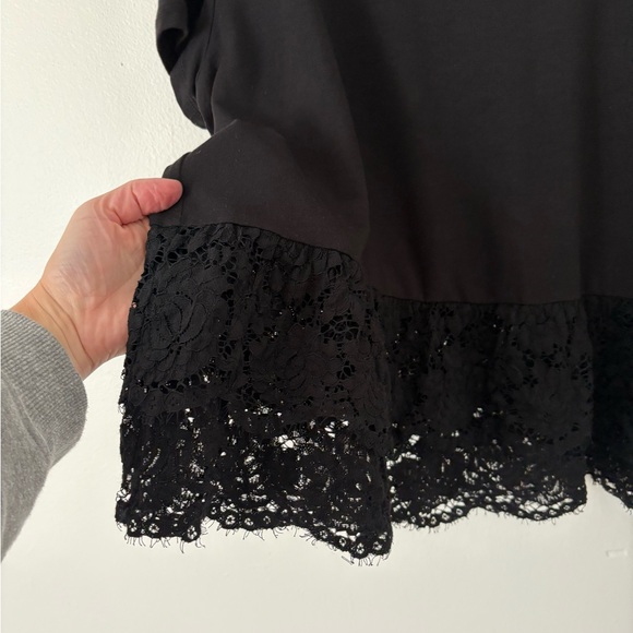 Kate Spade Broome Street Black Lace Flounce Short Sleeve Tee Size Large - Picture 4 of 6